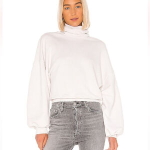 Agolde Balloon Sleeve Turtleneck Beige/Gray Sweatshirt size Medium